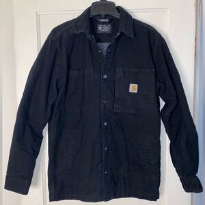 Carhartt Rugged Flex Men’s Relaxed Fit Canvas Fleece-Lined Shirt Black Small